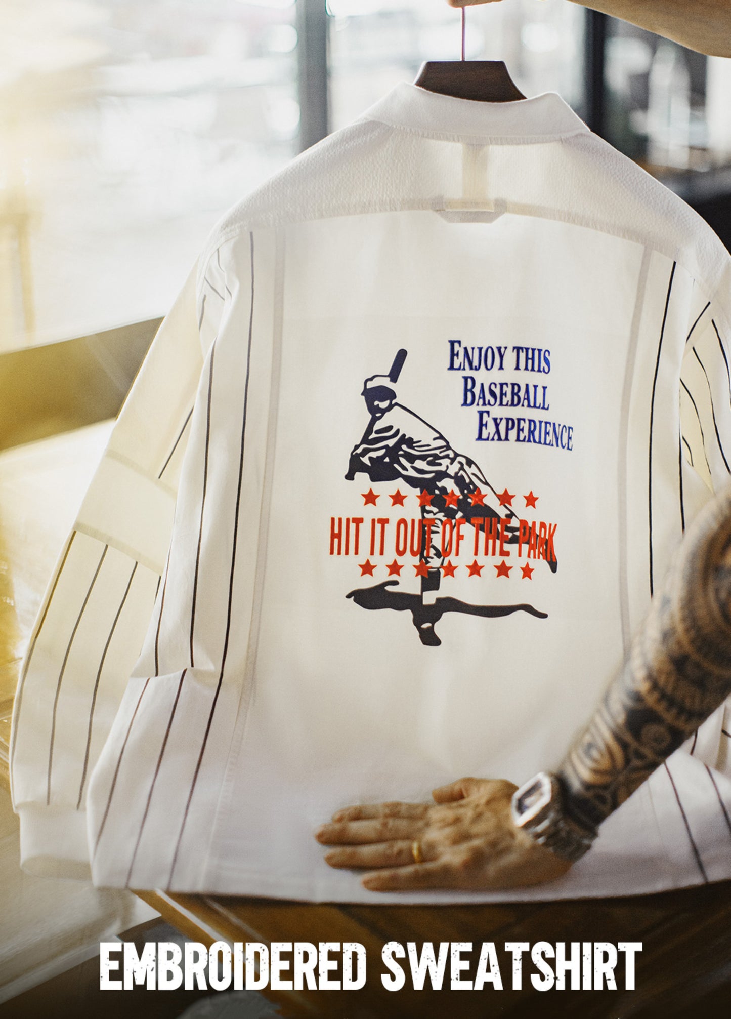 American Baseball Print Polo Splicing Pullover Embroidered Men's Sweater - Harmony Gallery