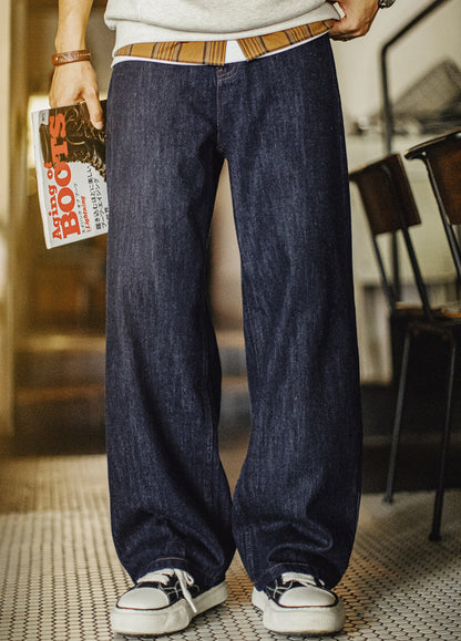 American Retro Vintage Bamboo Straight Washed Denim Men's Jeans - Harmony Gallery