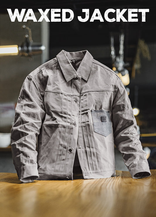 American Retro Wax Jacket Pure Cotton Hunting Stiff Gray Generation Men's Jacket - Harmony Gallery