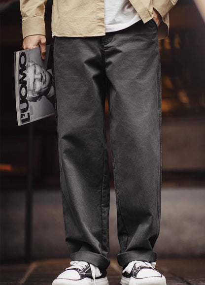 American Retro Workwear Loose Wide-Leg Straight Men's Trousers