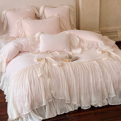 French Premium Double-Sided Warm Mattress Coral Fleece four-piece Bed Set