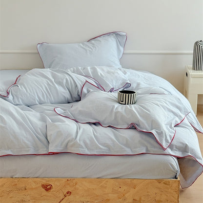 Nordic Solid Color Washed Four-Piece Pure Cotton Suitable For All Seasons Bed Set