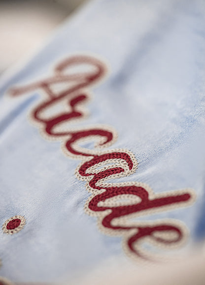 American Cloud And Water Color Embroidery Baseball Handsome Satin Men's Jacket - Harmony Gallery