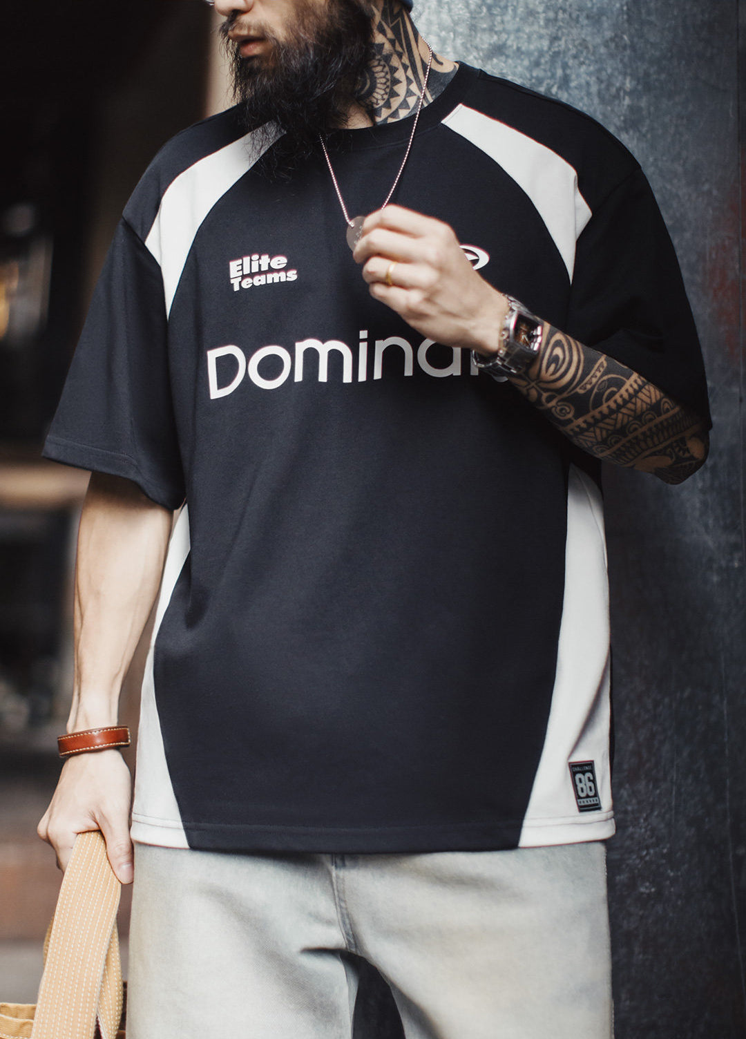 American Retro Sports Quick-Drying Patchwork Football Breathable Men's T-Shirt