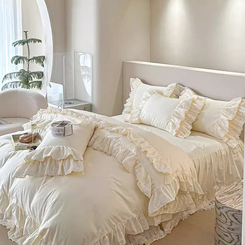 French Princess High-End Fairy Four-Piece Pure Cotton Lace Bed Set - Harmony Gallery