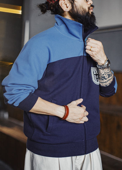 American Contrast Color Coach Waffle Training Suit Breathable Men's Jacket - Harmony Gallery