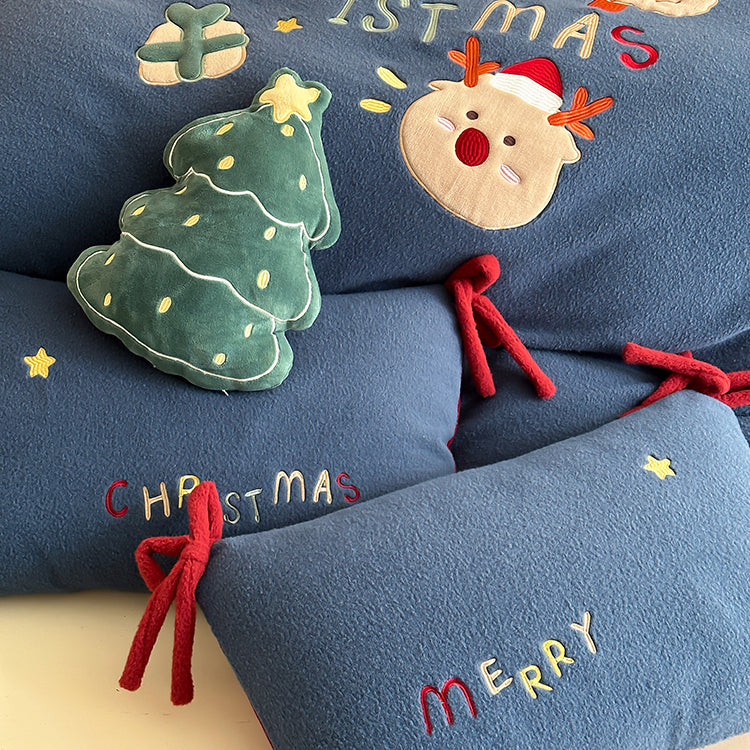 Christmas Old Man Thickened Santa Four-piece Set Warm Milk  Bed Set - Harmony Gallery