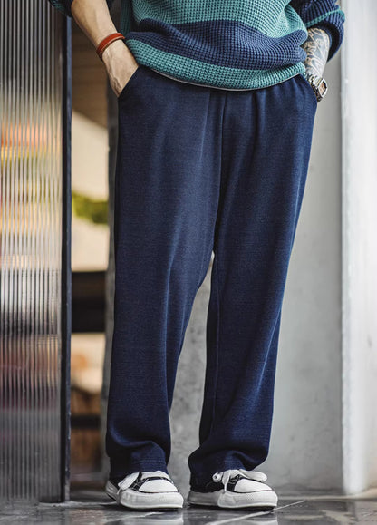 American Retro Knitted Drape Waffle Sweatpants Textured Men's Trousers