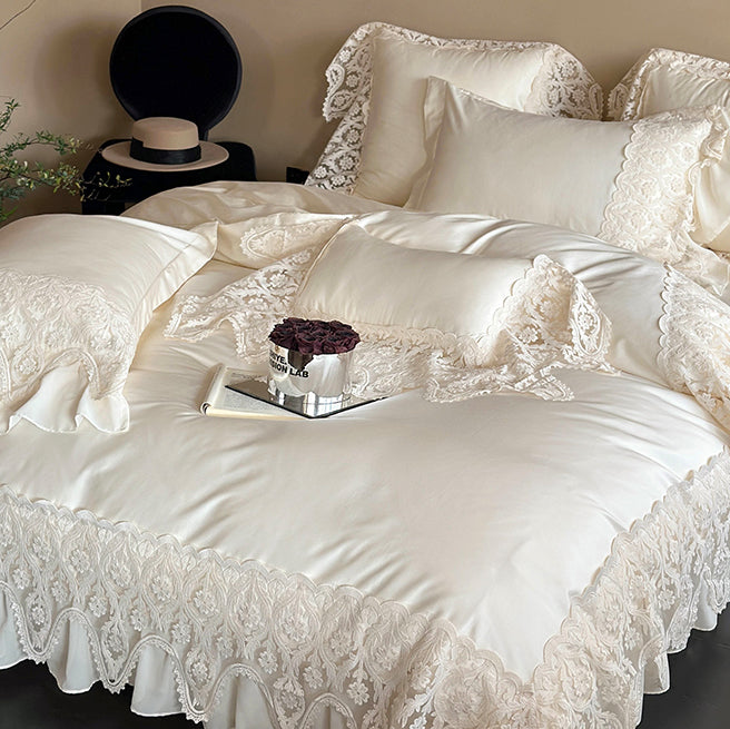 French Princess Romantic Lace Long-Staple Cotton Four-Piece Bed Set