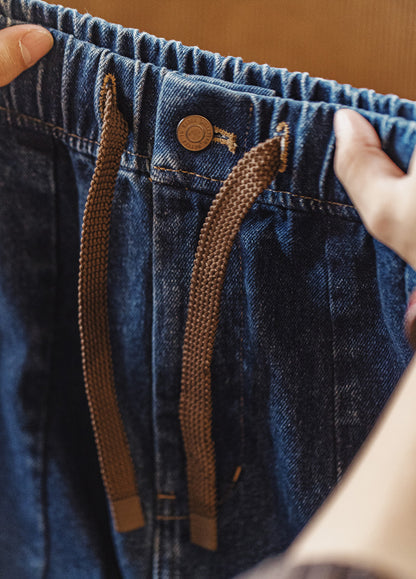 Jeans masculino americano retrô pesado lavado com perna larga