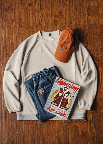 American Casual Waffle Heavy Raglan Sleeve Drape Loose Men's Sweater - Harmony Gallery