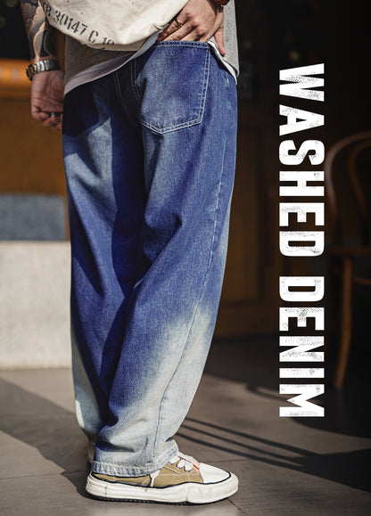 American Gradient Ice Blue Washed Denim Lyocell Clean Fit Men's Jeans - Harmony Gallery