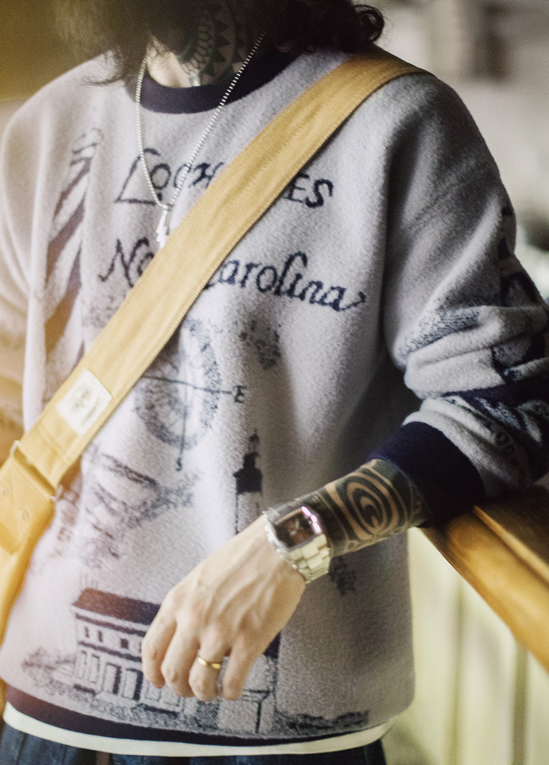 American Retro Smoky Gray Pullover Soft Warm Thick And Relaxed Men's Sweater