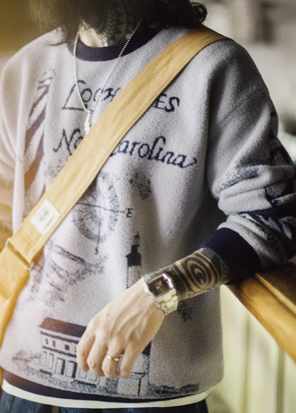 American Retro Smoky Gray Pullover Soft Warm Thick And Relaxed Men's Sweater