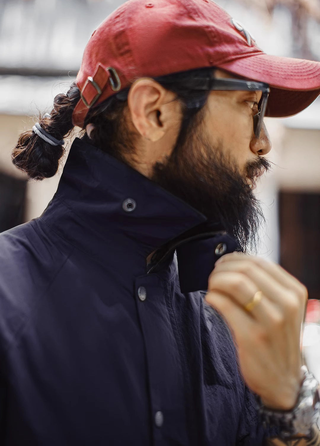 American Retro Safari Hunting Waterproof Blue Windbreaker Men's Jacket - Harmony Gallery