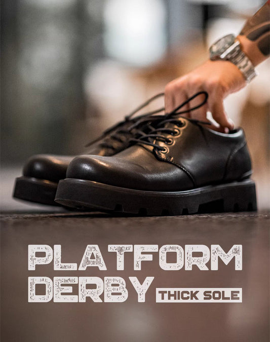 Square-toe Derby Matte Casual Leather Versatile Men's Dress Shoes