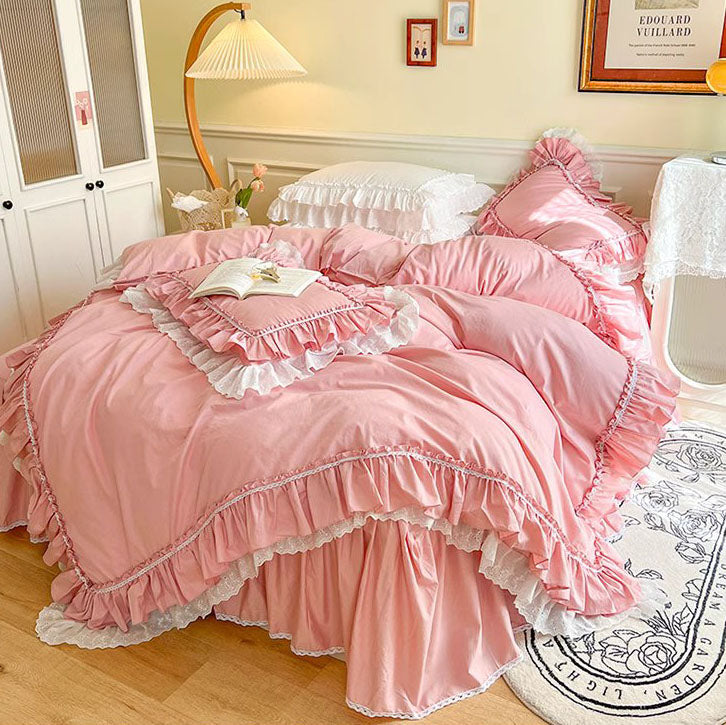 Nordic Light Luxury Princess Lace Net Cotton Four-piece Bed Set - Harmony Gallery