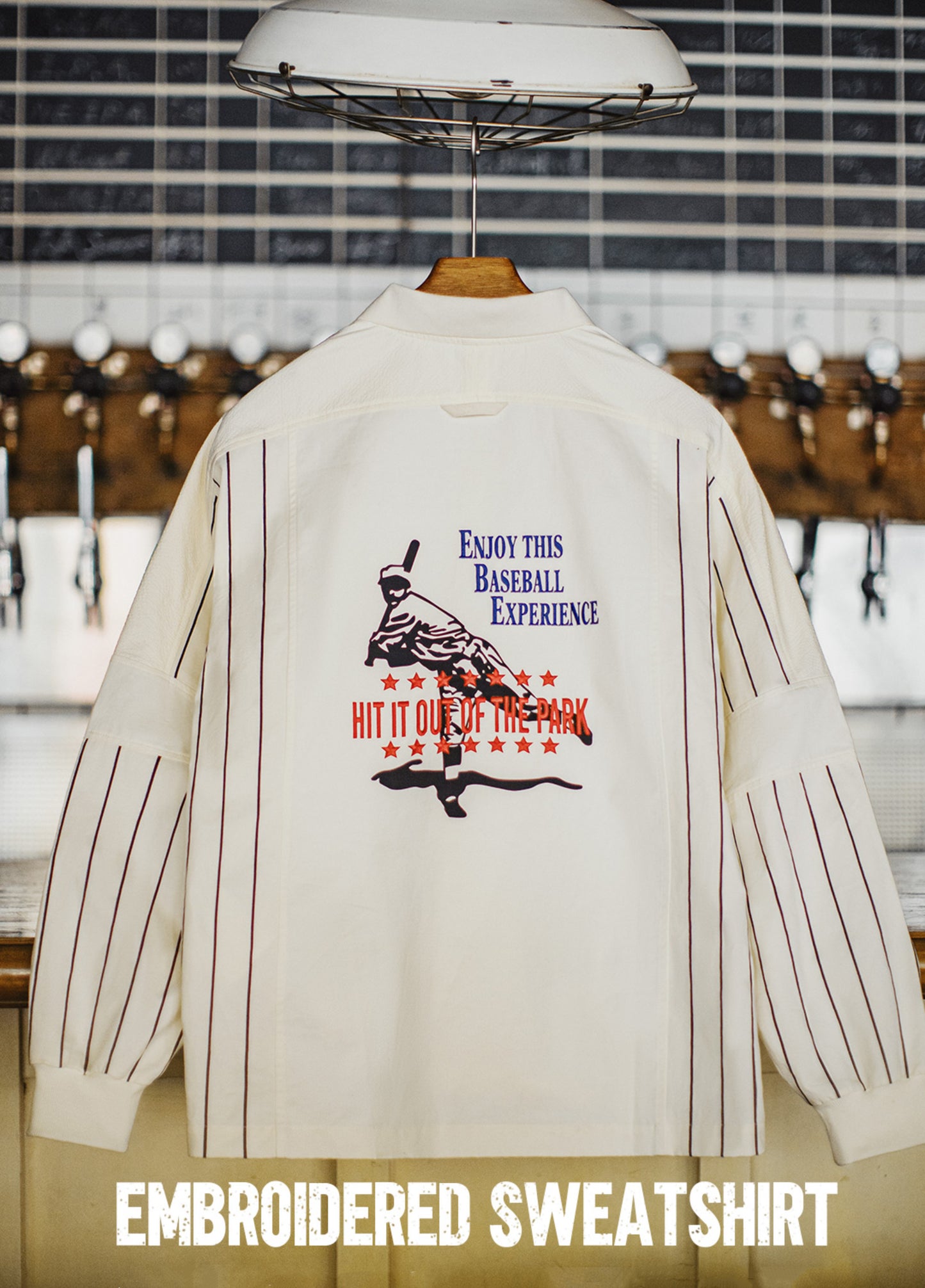 American Baseball Print Polo Splicing Pullover Embroidered Men's Sweater - Harmony Gallery