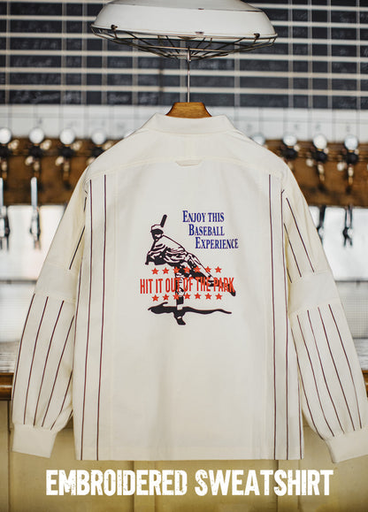 American Baseball Print Polo Splicing Pullover Embroidered Men's Sweater - Harmony Gallery