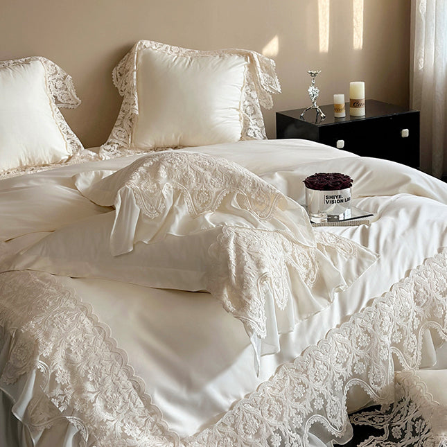 French Princess Romantic Lace Long-Staple Cotton Four-Piece Bed Set