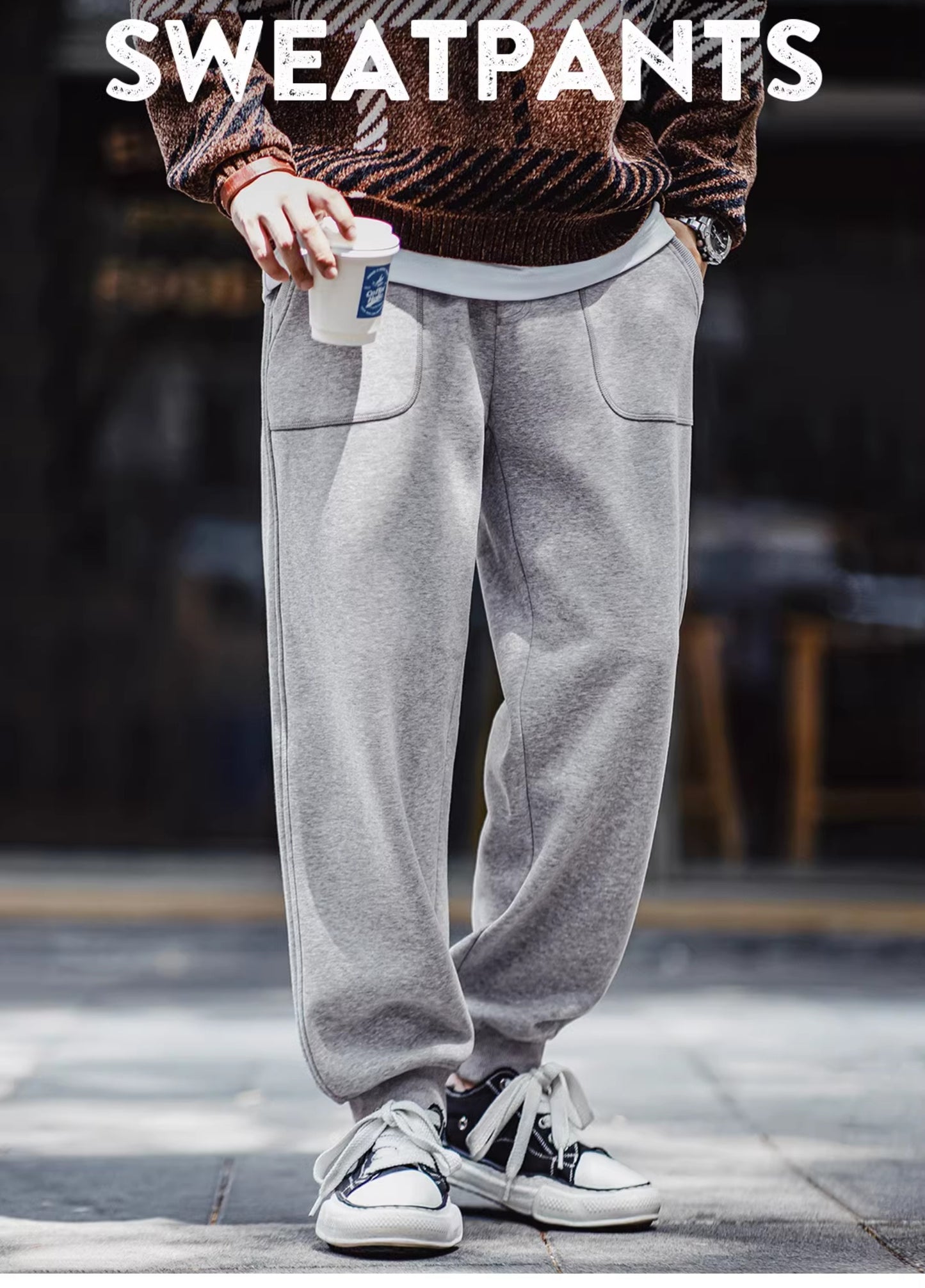 American Retro Plus Velvet Sweatpants Sports Warm Elastic Waist Men's Trousers