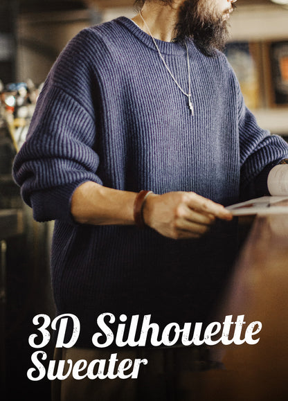 American Ribbed Pullover Striped Knit Cardigan Not Easily Deformed Men's Sweater