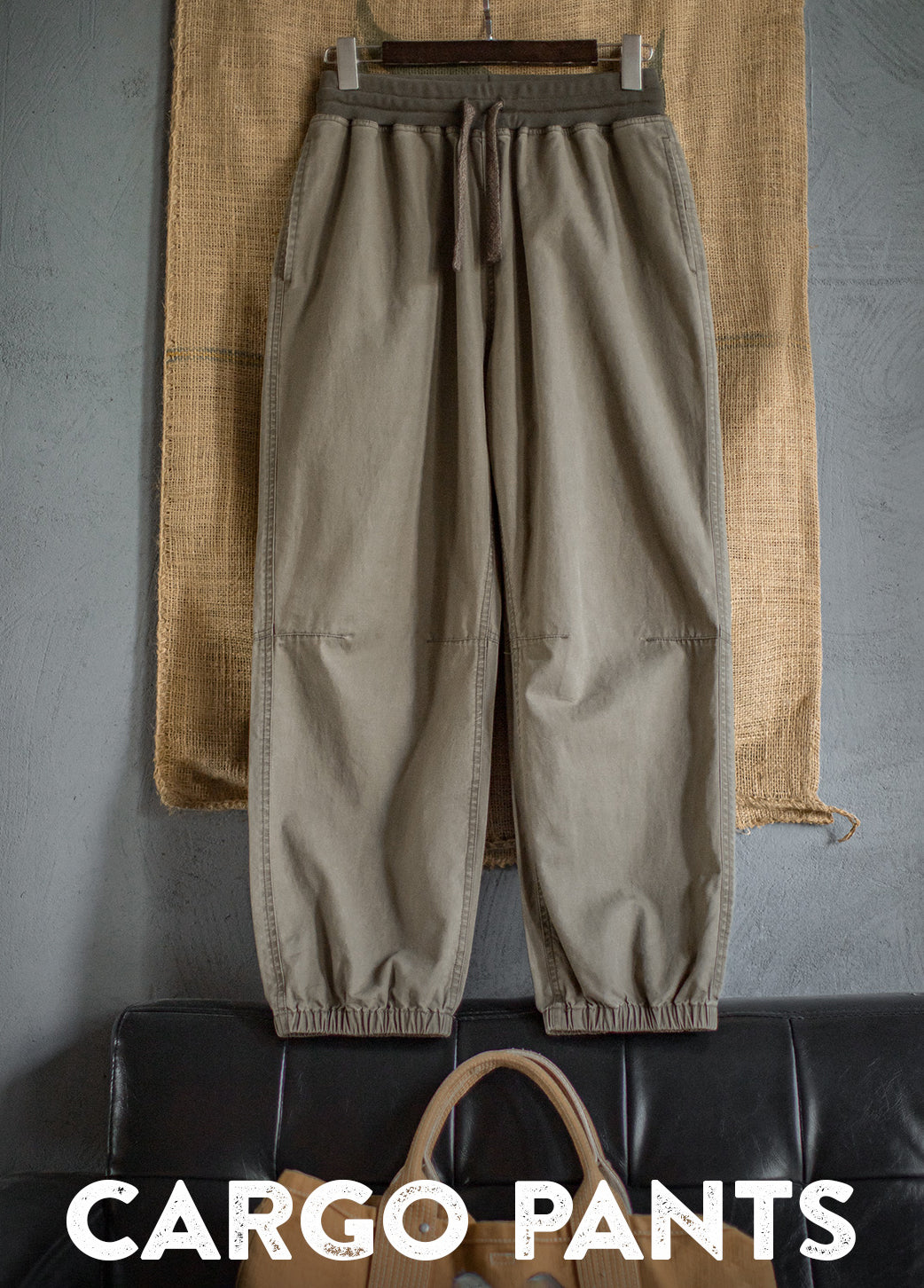 American Retro Distressed Drawstring Elastic Waist Tapered Leg Men's Trousers - Harmony Gallery