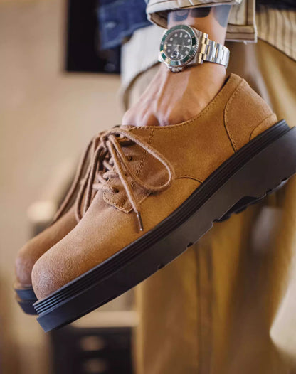 Derby Oil Wax Suede Casual Leather Versatile Men's Dress Shoes