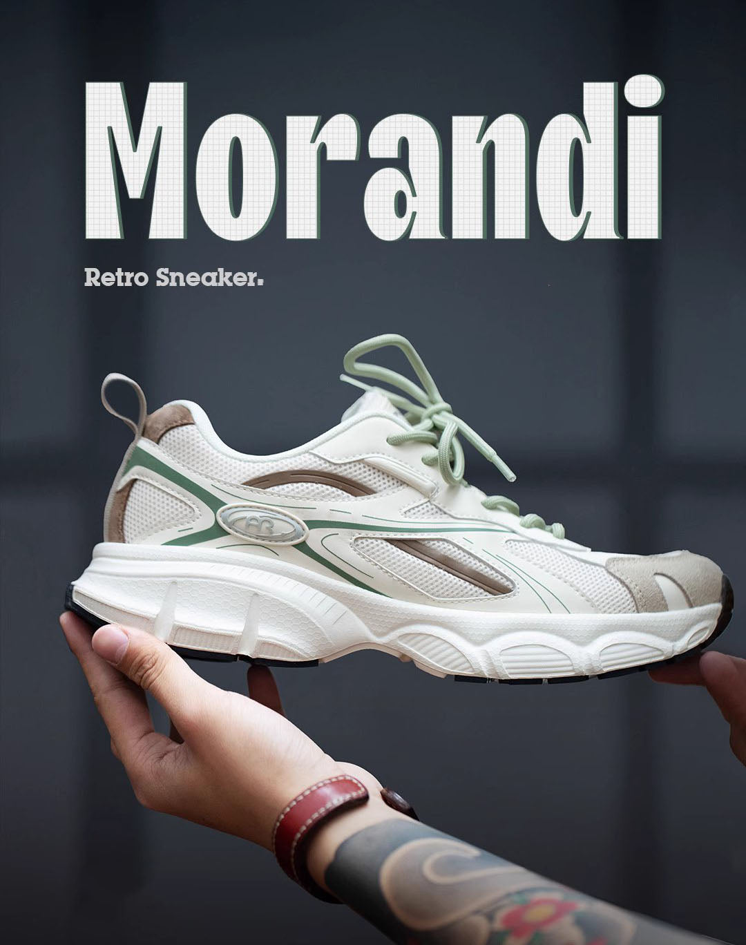 Jogging Morandi Green Breathable All-Match Men's Sports Shoes