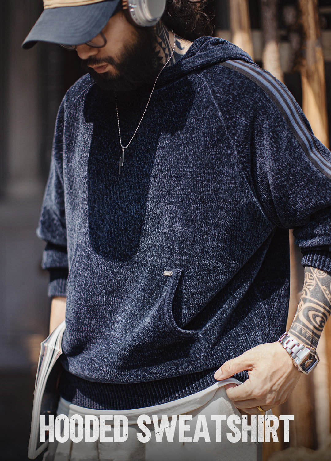 American Chenille Pullover Warm Corduroy Thickened Hoodie Men's Sweater - Harmony Gallery