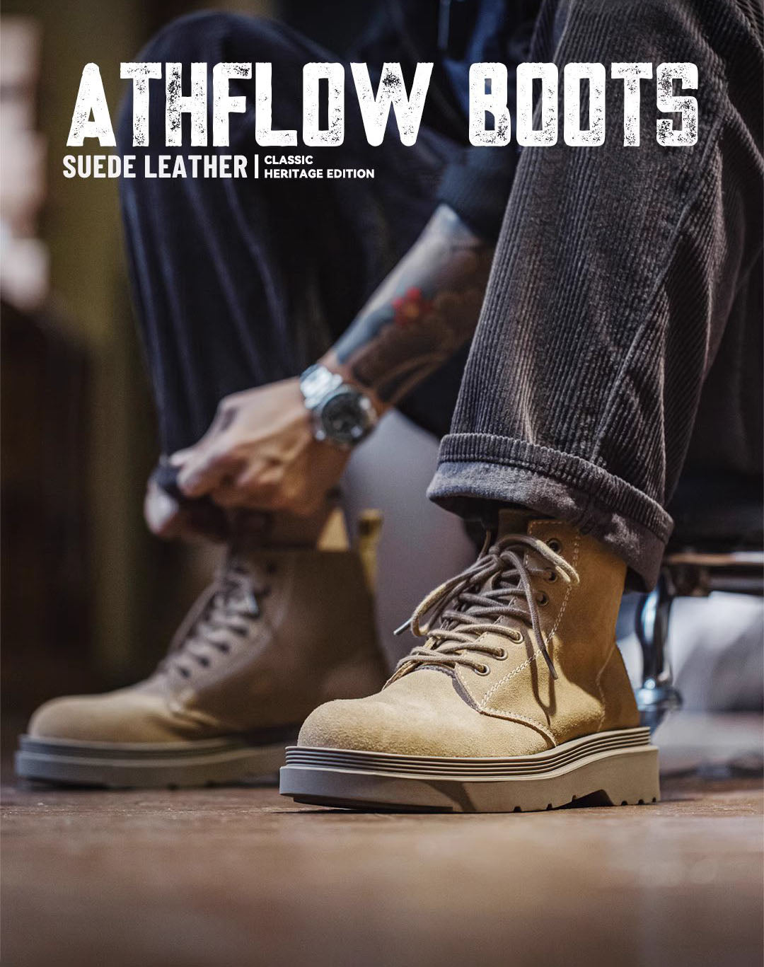 American Retro Maillard Mid-Top Versatile Men's Work Boot