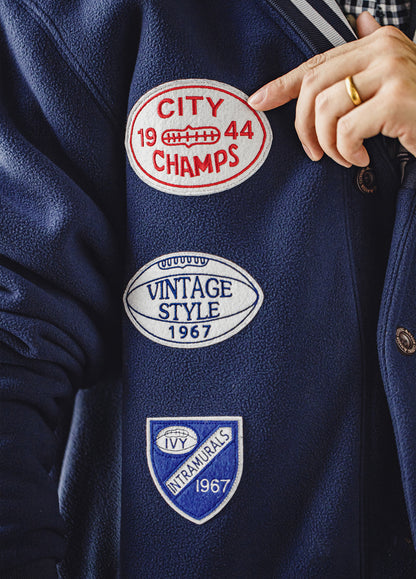 American Retro Shawl Collar Cardigan Fleece Warm Short Baseball Men's Jacket