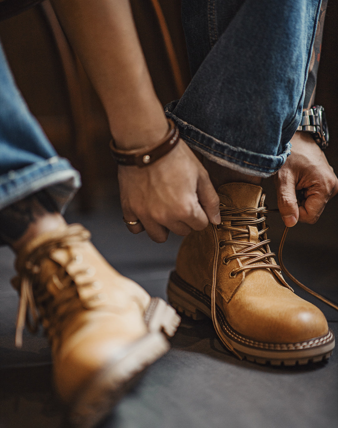 American Retro Hunting Boots Desert Yellow Mid-Cut Martin Outdoor Men's Boot - Harmony Gallery