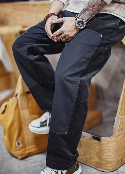 American Retro Knee Corduroy Logging Straight Leg Warm Daily Men's Trousers