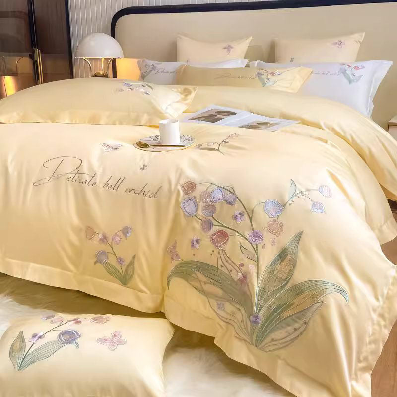 Nordic Light Luxury Princess Cotton Embroidered Four-Piece Bed Set - Harmony Gallery