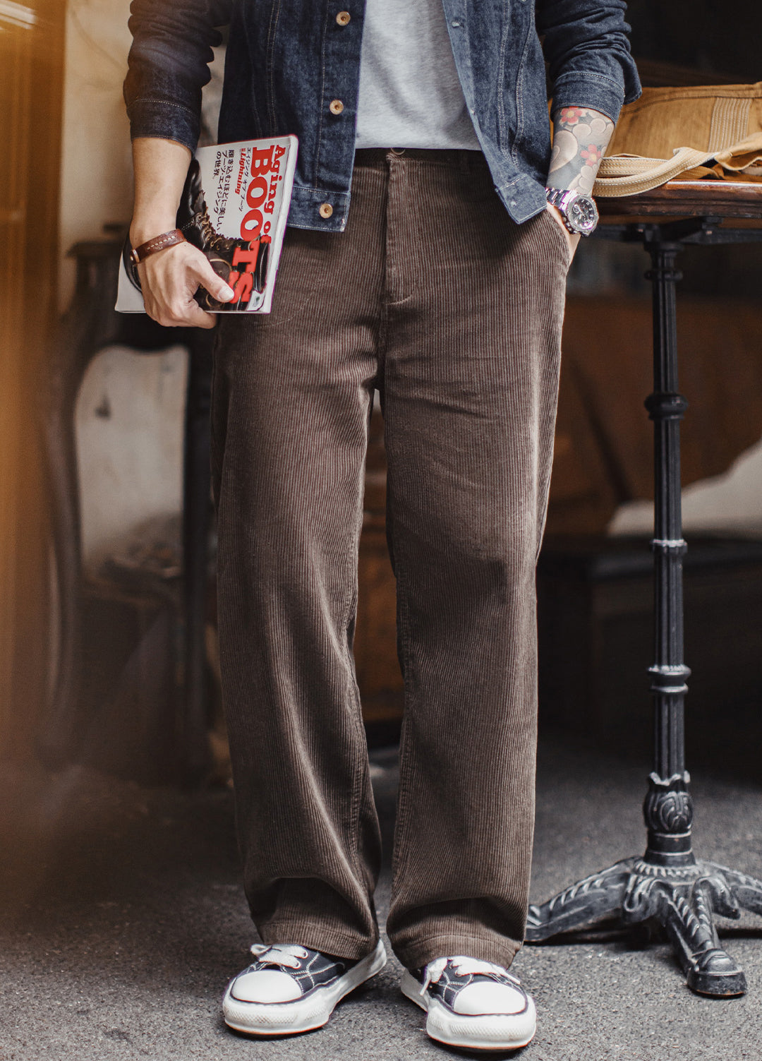 American Retro Corduroy Thickened Straight Leg Wide-Leg Daily Men's Trousers