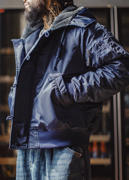 American Retro N2A Fur Collar Parka Blue Mountain Eagle Cotton Men's Jacket