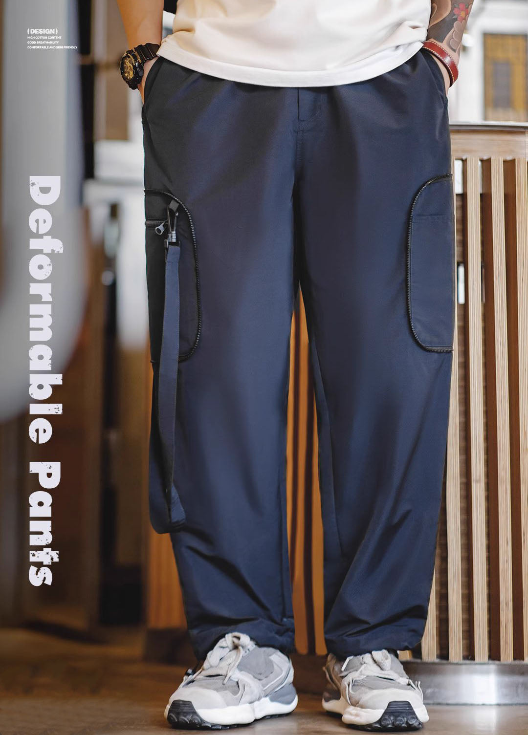 American Multi-Functional Pocket Loose Drawstring Men's Trousers - Harmony Gallery