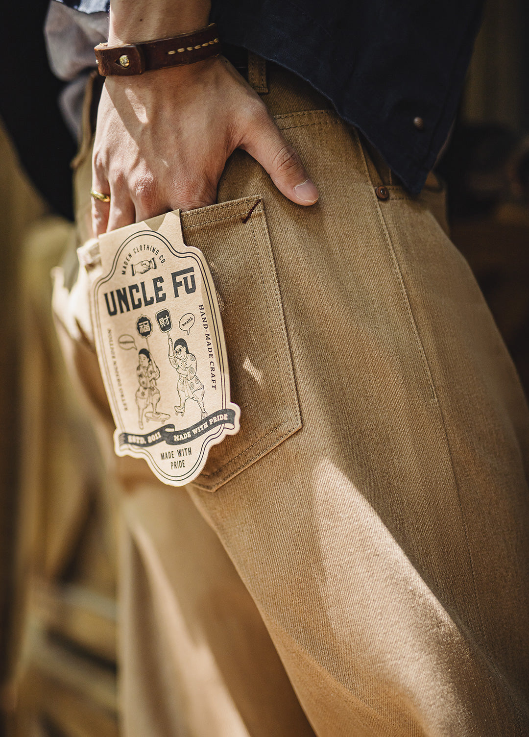 American Retro Western Straight Yellowstone Red Ear Original Cow Men's Jeans - Harmony Gallery