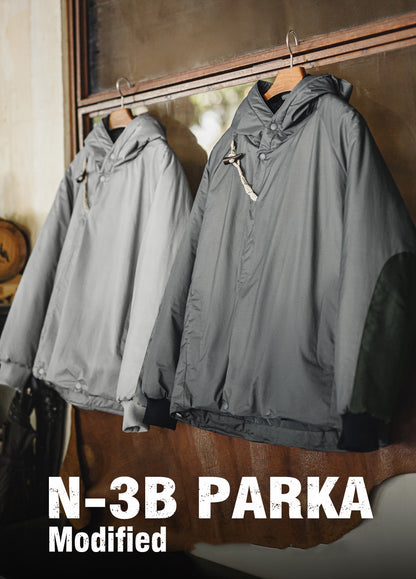 American N3B Gray Parka Coat Short Hooded Thickened Warm Cotton Men's Jacket