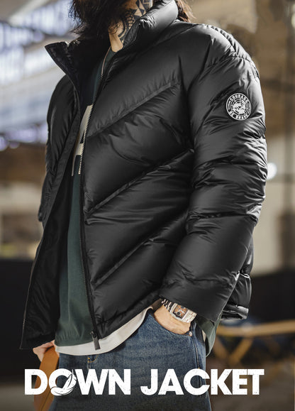 American Matte Short Sealed Bread Warm Outerwear Drill-Proof Men's Jacket