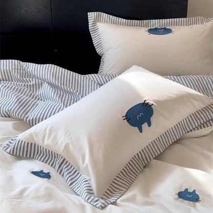 Ensemble de lit en coton quatre pièces MoMo mignon petit chat paresseux