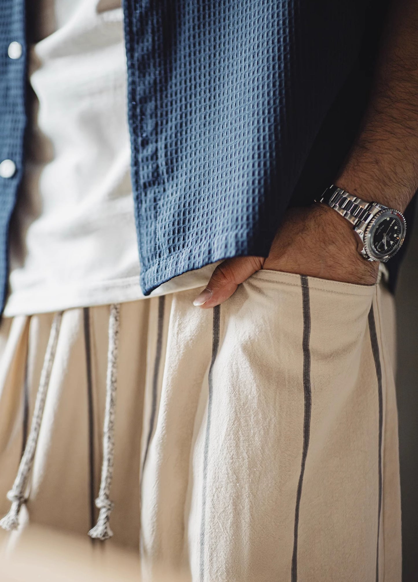 pantalones de hombre rectos perezosos con globos de rayas verticales retro americanos