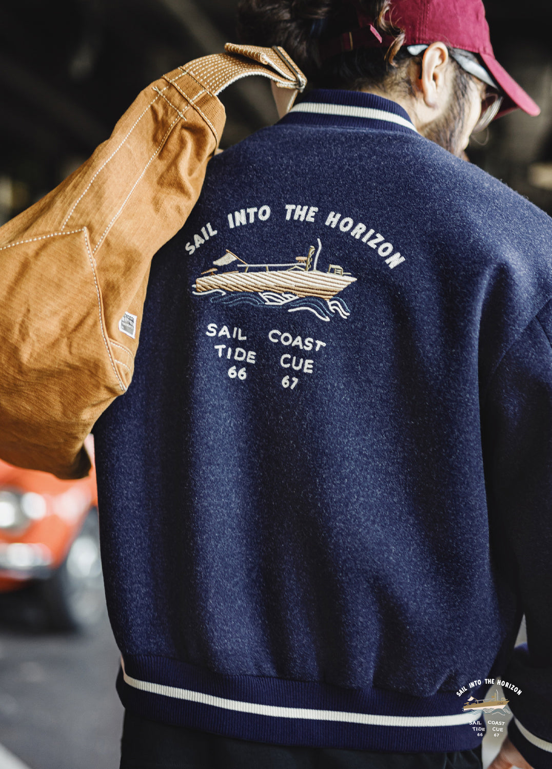 American Retro Blue Knit Baseball With Embroidered Daily Men's Jacket - Harmony Gallery