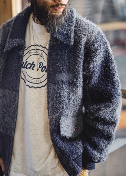 American Retro Buffalo Plaid Wool Coat Wool Blend Cardigan Men's Jacket - Harmony Gallery