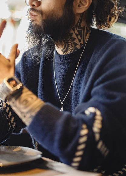 American Retro Pullover Wearable With Knitwear And Fleece-Lined Men's Sweater