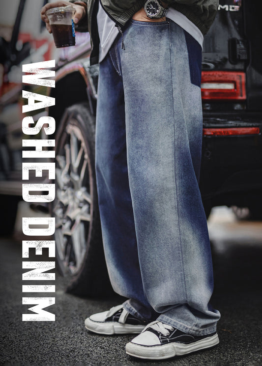 American Gradient Ice Blue Washed Denim Lyocell Clean Fit Men's Jeans - Harmony Gallery