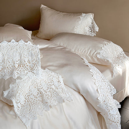 French Romantic Lace Cool Double-Sided Tencel Four-Piece Bed Set