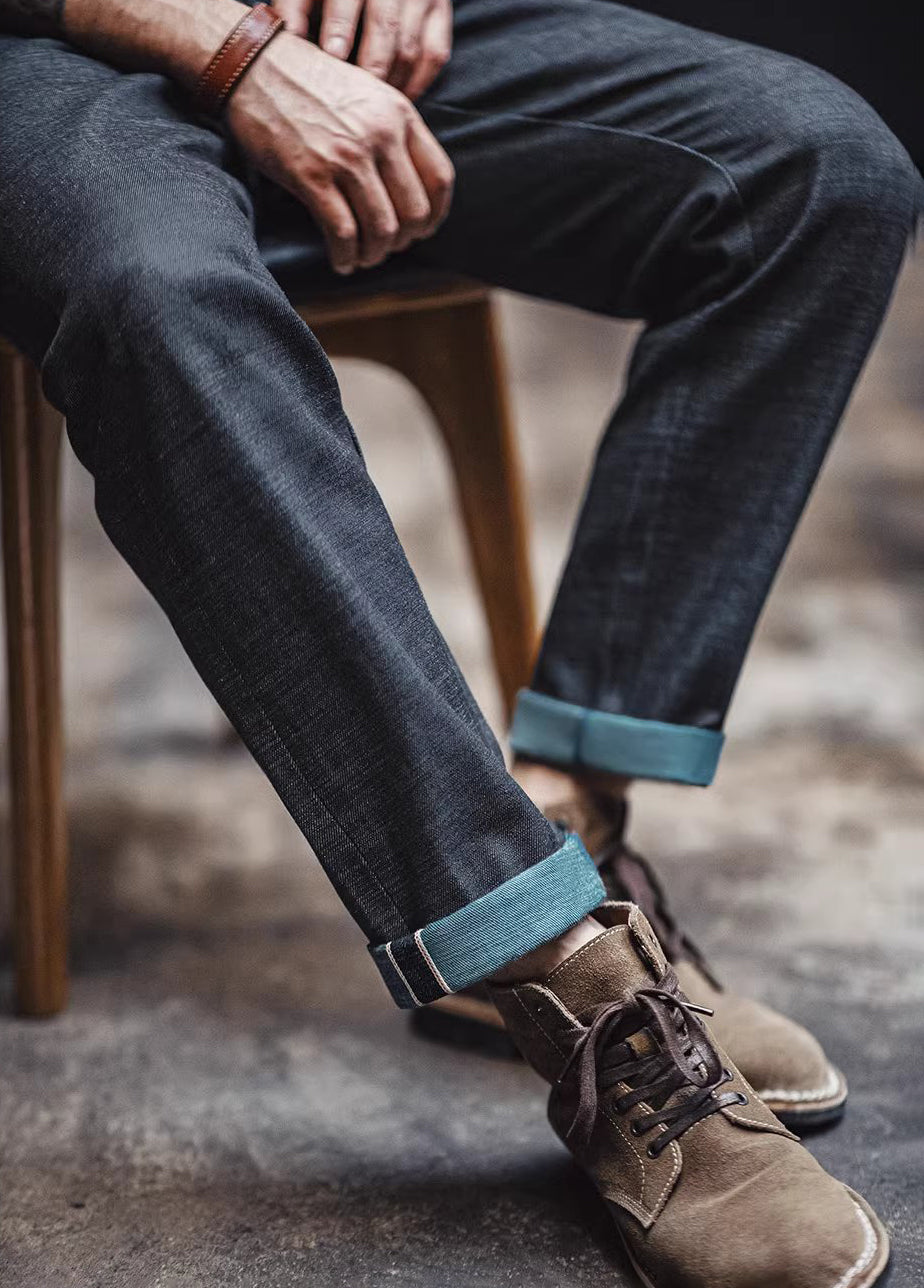 Blue Jeans Mens Rolled Up Jeans Style Men Skinny Cuffed Jeans