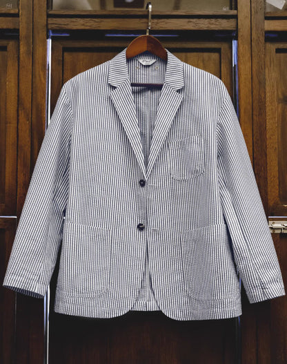 American Workwear Seersucker Striped Suit City Boy Men's Coat - Harmony Gallery